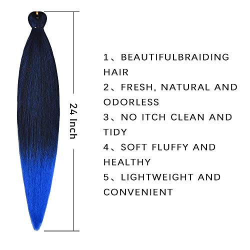 Prethodno rastegnuta pletena kosa prirodna crna profesionalna Heklana pletena kosa 24 inča 8 pakovanje