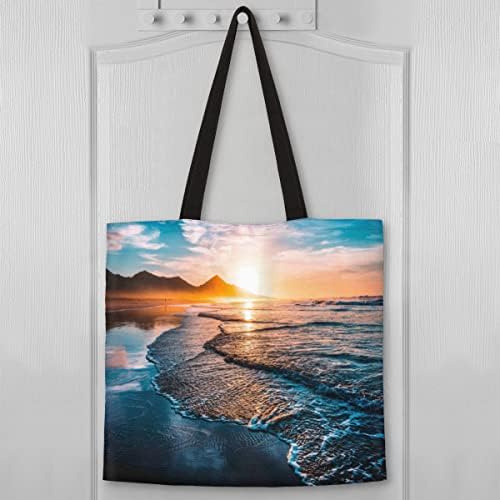 Ljetna plaža Sunset Horizon žene Platnena torba za višekratnu upotrebu torba za ruke na ramenu djevojke teška kupovina torba za namirnice putna torba torba za plažu na otvorenom