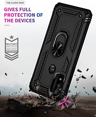 Anvzle za Motorola Moto G Pure Case sa [2 pakovanja] zaštitom ekrana od kaljenog stakla, Moto G Pure Case oklopom za teške uslove rada [vojne klase] zaštitni，sa magnetnim postoljem poklopac telefona