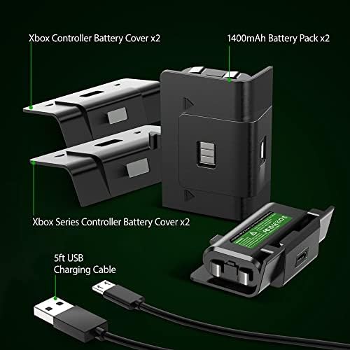 2 paketa punjiva baterija za kontroler i kabl za napajanje naizmeničnom strujom 6ft za Xbox One X / s Xbox serija X / S