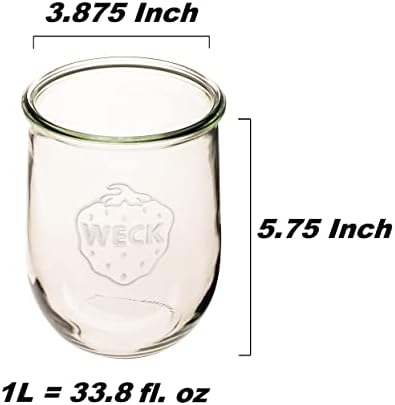 Weck Lale Jar - početne tegle za kiselo testo - velika staklena tegla za kiselo testo - 1 x WECK 745 prozirna