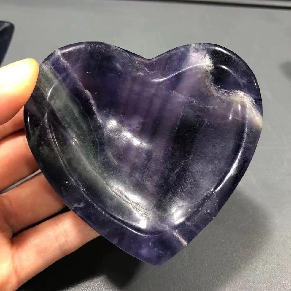 Xuquli 7-8cm prirodni ljubičasti fluorit kristalno isklesana posuda ukras za rukotvorinu u obliku srca u obliku kamena kamena rezbara zacjeljivanje kakra