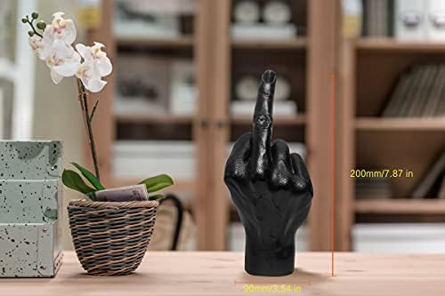 Puhanje crno poliresin gestom za ručne stolove Dekor skulpture prsta - srebrni ličnost Srednjeg statua