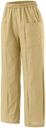 Miashui Casual pantalone ženske rastezljive ženske jednobojne Casual pantalone pantalone elastični džepovi struka ženske pantalone Casual
