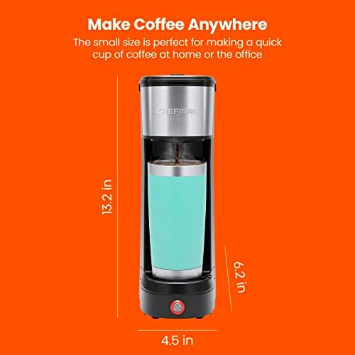 Chefman single Serve aparat za kafu: K-Cup & kompatibilan sa zemljom, Single Cup 6-14 Oz prijenosni aparat za kafu sa filterom - savršeno za ljubitelje kafe