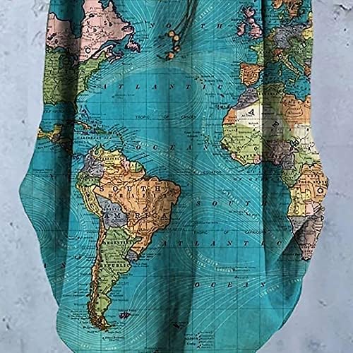 Badhub ženske maxi haljine pamučne lane suknje globalno kartu tiskane asimetrične rubne suknje sa klizama sa krilama
