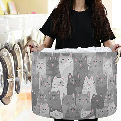 Vissunny Crtani stil Siva Mačka Doodle Basketke za pranje rublja Tkanina od skladišta kante za odlaganje košara