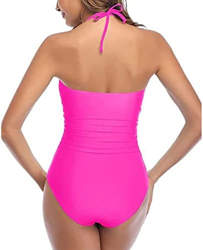 DAZLOR Womens one Piece Swimsuit kontrola stomaka Cutout Tie prednji monokini kupaći kostimi Halter V vrat za
