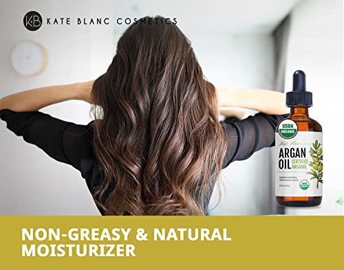 Kate Blanc Cosmetics Arganovo ulje za kosu i kožu čisto hladno prešano organsko Arganovo ulje za kovrčavu kovrčavu kosu. Stimulirajte rast suhe oštećene kose. Marokanska Hidratantna Krema Za Kožu