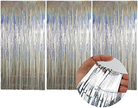 3 Pack 3.28 ft x 6.56 ft folija zavjese metalni rub zavjese Shimmer zavjese fotografija pozadina za Halloween