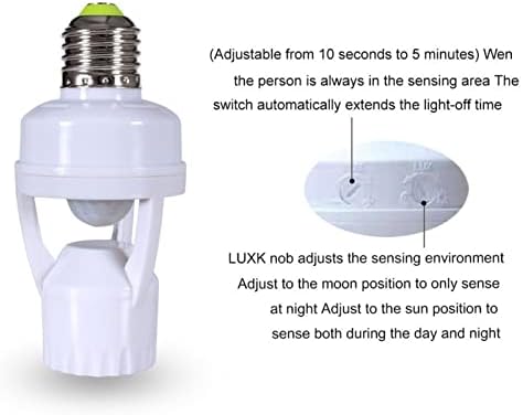KNOKR E27 Visokoosjetljivost Pir indukcijski infracrveni senzor pokreta E27 držač baze LED lampe sa prekidačem za kontrolu svjetla Adapter za žarulju lampe