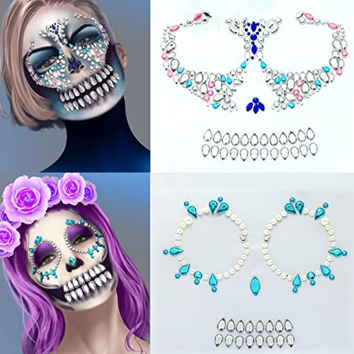 Rhinestone Face Gems Jewels Halloween Privremene naljepnice za tetovaže Rave Crystals Lice Gems Stick na