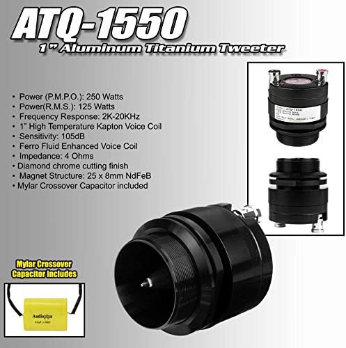 2) Audiopipe ATQ-1550 1 200W 4 Ohm aluminijumski titanijumski audio metak Tweeter
