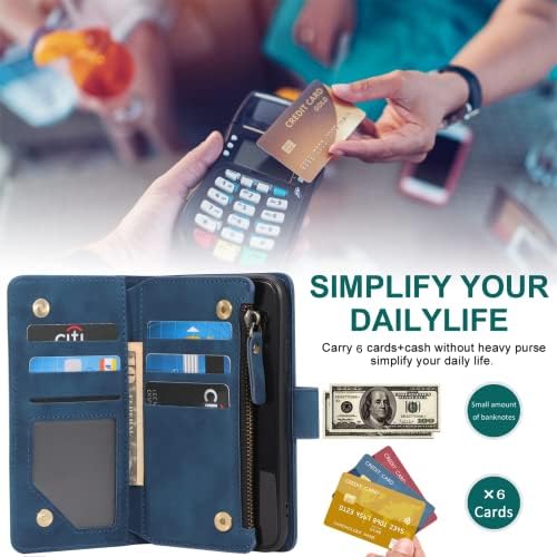 RANYOK novčanik slučaj Kompatibilan sa iPhone X / XS, Premium PU Koža Zipper Folio RFID blokiranje novčanik sa narukvicu Kickstand zaštitni telefon slučaj za iPhone X / XS