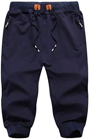 FASKUNOIE muške 3/4 joggers elastične pamučne kapi hlače ispod koljena teretane kratke hlače sa džepovima