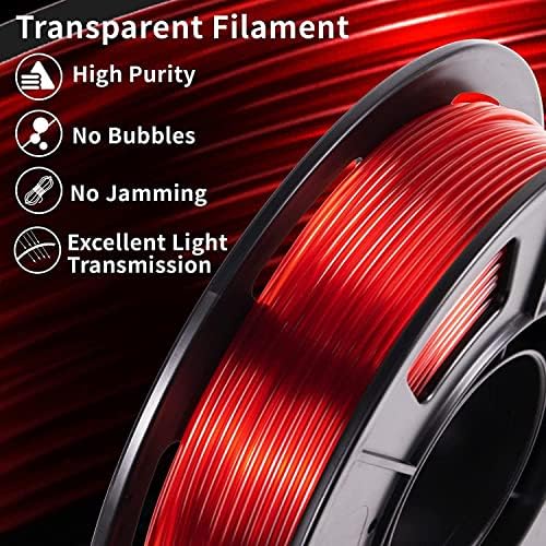 Iemai Petg Filament 3D filament pisača, Petg Filament 1,75mm, 3D ispis Sile Petg dimenzionalna tačnost +/- 0,02 mm 2kg 4,4lbs kalem 2 u 1 prozirna crvena i plava