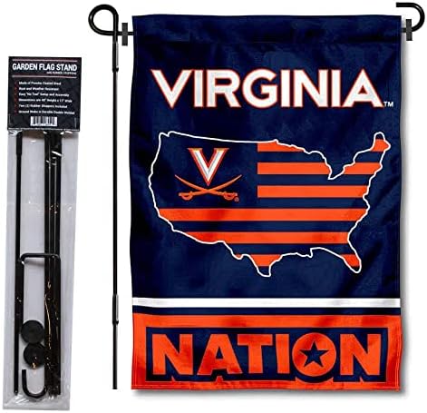 Virginia Cavaliers Garden Flag sa USA Country Stars and Stripes i USA Položaj zastava