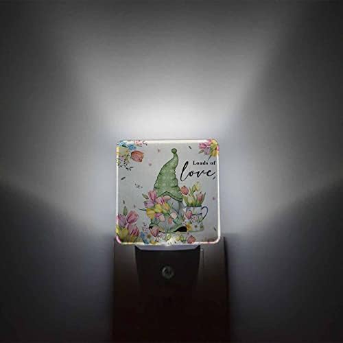 Plug-in noćno svjetlo, Gnome Spring Color Flower Uskršnji tulipani zidna LED lampa sa senzorom Auto