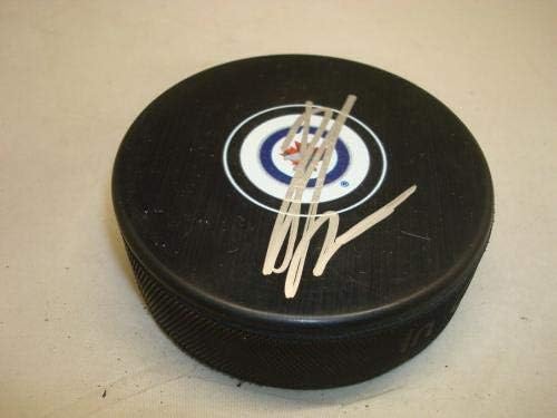 Ondrej Pavelec potpisao Winnipeg Jets Hockey Puck Autographed 1D-Autographed NHL Pucks