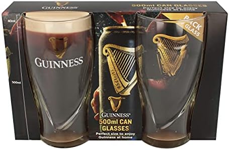 Guinness 500ml can naočare 2 pakovanje sa reljefnim dizajnom logotipa harfe, prozirno, 05333