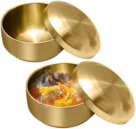 Anaxcol nehrđajuća čelika zdjela s poklopcem, set od 2, za korejsku kuhinju restoran, dvosjedne metalne