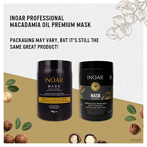 INOAR PROFESSIONAL-Premium maska za ulje makadamije - jedinstvena mješavina proteina makadamije i proteina pšenice za kondicioniranje i intenzivno vlaženje kose
