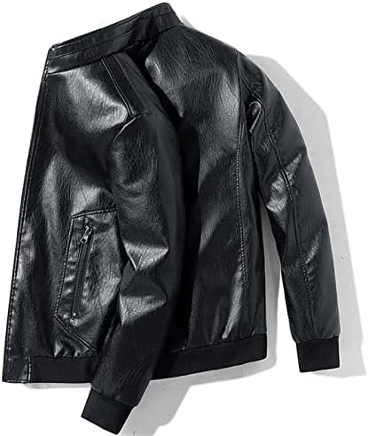 Muška Vintage stalak ovratnik kožna jakna motocikl PU umjetna kožna jakna zimska Outwear Coat Biker Jacket