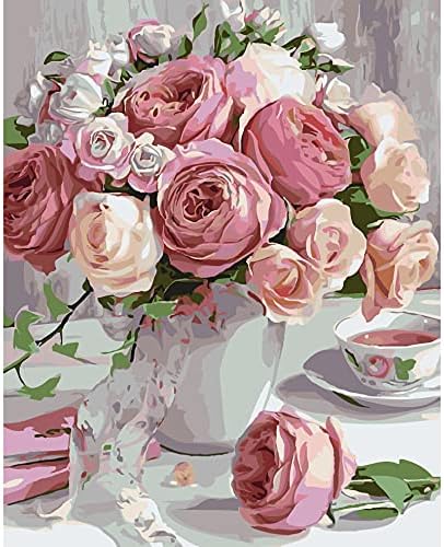 Whatwoves Boja po broju Roses Bouquet Ulje slika na platnu za odrasle i početnike crtanje lakiranje sa četkicama