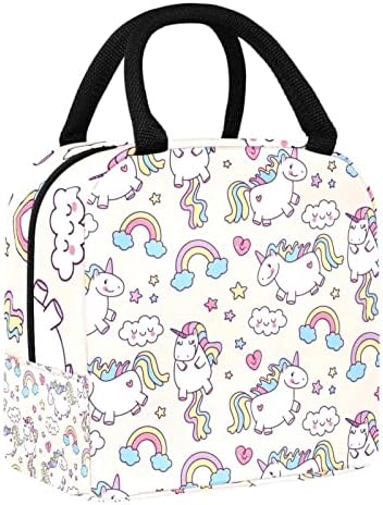 Slatka Cartoon Unicorns Rainbow Clouds Paint torba za ručak izolovana kutija za ručak torba za piknik na otvorenom Školska putna posuda za hranu Cooler Tote Torbe za muškarce i žene