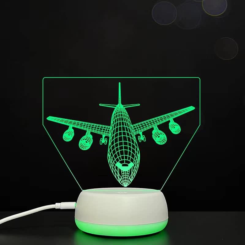 Xdorra Airplane 3D lampa, USB punjenje 3D optička iluzija noćno svjetlo Air Plane spavaća soba Store dekori, 7 Boja 3D lampa pokloni za djecu dječaci muškarci Flight Captain Attendant