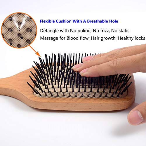 Wecoola set četkica za kosu je drvena četkica za kosu s najlonskim čekićim kose za kosu mogu potaknuti vlasište kako bi se pomoglo masaža i rastu kose, kao poklon za svu vrstu kose