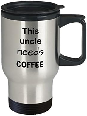 Ujak Travel krip poklon, Ovaj ujak treba kafu, šalica od nehrđajućeg čelika od nehrđajućeg čelika sa poklopcem, ujačevšima, šalica od nehrđajućeg kafe za ujake, izolirane, izolirane