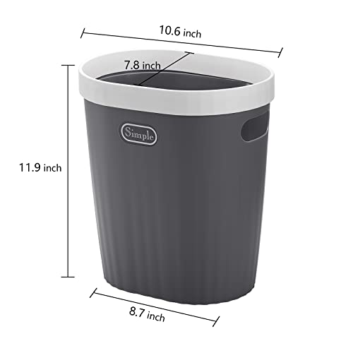 Zenfun 2 paket 4,7 galona plastična tanka kanta za smeće, uskim smećem kante za smeće kante za smeće kanta s ručkama za dnevni boravak, kupatilo, kuhinju, ured, sivu i crnu