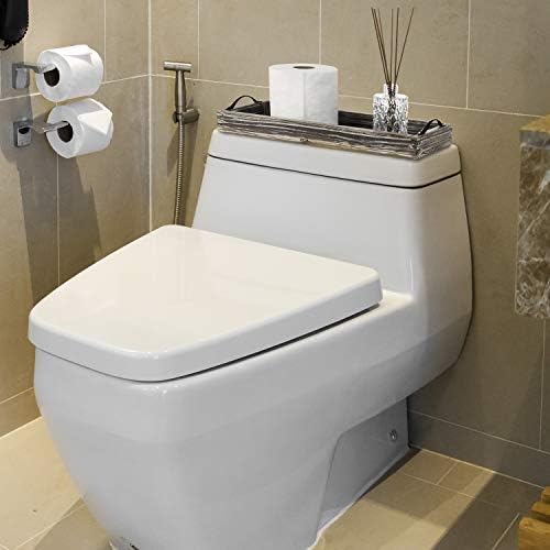 MyGift 16-inčni rustikalni bakljeni drveni toalet rezervoar organizator Skladištenje kontratop nakit i vanity ladica sa crnim metalnim ručkama