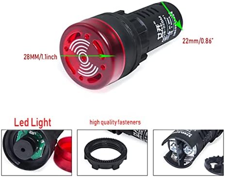 Chiloskit 3kom 22mm crveno žuto zeleno LED indikatorsko svjetlo alarma bljeskalice 110v LED bljeskalica alarmna lampa sa Zujalicom