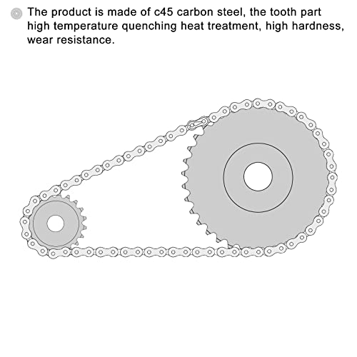 UXCell 24 zubnu površinu B Tip, 25 lanac, jednotrak 1/4 , 8 mm provrta crni oksid C45 ugljični čelik