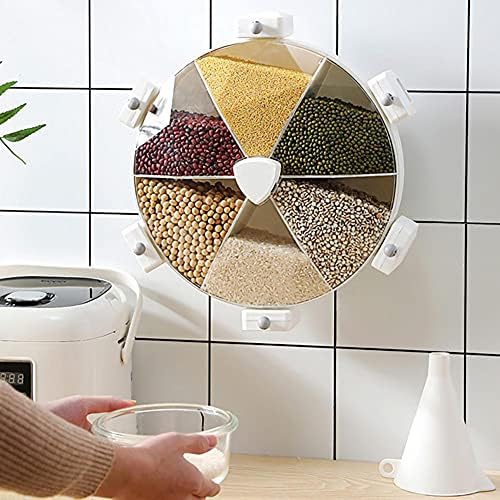 Bawaqaf dozator za žitarice za hranu zidna 6-Grid rotirajuća kutija za suho voće kuhinjska