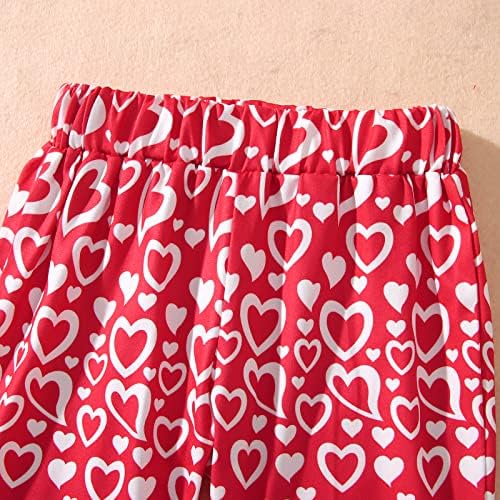 TODDLER Djevojke za djecu Valentinovo odijelo dugih rukava Dot srce za srce Top crvene suknje za suknje