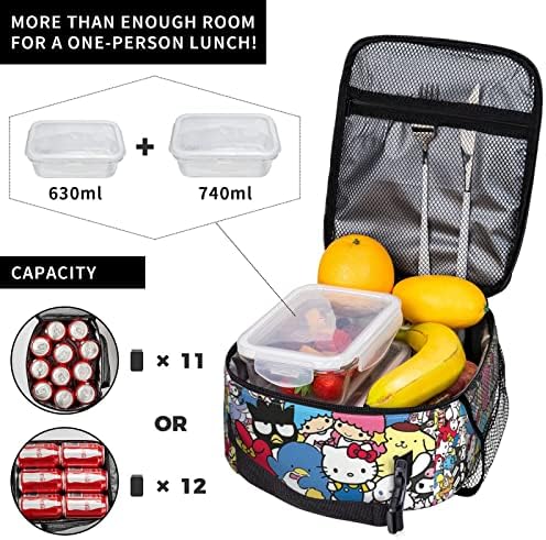 WCRSAIN Anime torba za ručak za višekratnu upotrebu izolovana kutija za ručak torba za ručak sa džepom