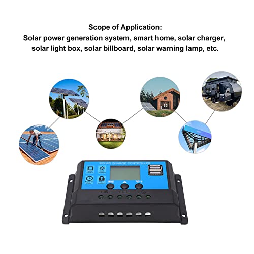 Kontroler solarne ploče, LCD ekran Smart Charge Controller 2 Way MOS cijev 12V 24V sa dvostrukim USB