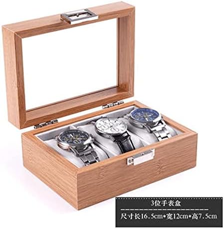 CLGZS 3 Slot Drvena kutija za prikaz satova i zaključana kutija za odlaganje za muškarce i žene