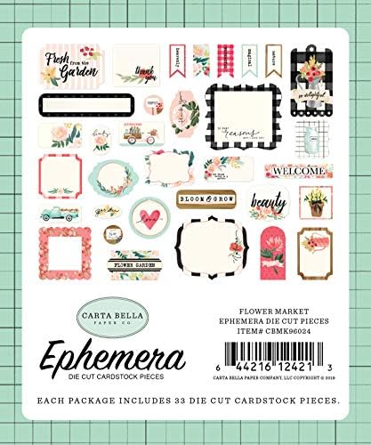 Carta Bella Paper Company Tržište cvijeća Ephemera, Teal, Pink, Tan, Zelena, Krema