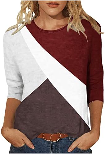 3/4 vrhova rukava za žene Dressy Casual Trendy Geometric Grafip grafički majica Summer CrewNeck