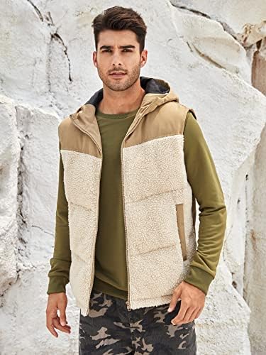 Ninq jakne za muškarce - muškarci Colorblock kontrastni teddy panel s kapuljač kapuljača