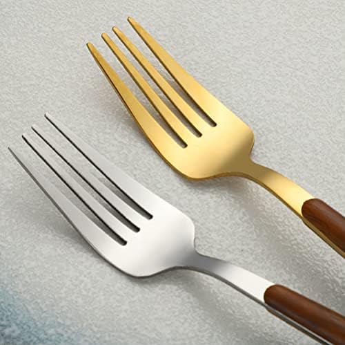 TWEE Wood Gold set srebrnog posuđa za 16 Premium Set posuđa od nehrđajućeg čelika 80 komada Moderni drveni pribor za jelo od zrna Set posuđa za kućne kuhinje vjenčani restoran noževi viljuške i kašike