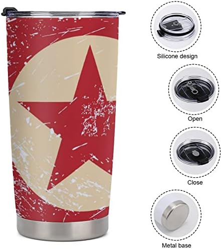 Sjeverna Koreja Retro zastava Plastična putovanja za putovanja Vakuum izolirana čaša za kavu Izdržljivi