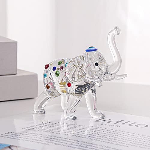 Fullwin Crystal Elephant staklene figurice slonova sa deblom Up Art Staklena Skulptura za kipu Kolekcionarske