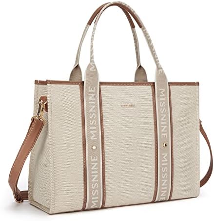 Missnine Tote Bag Platnena torba za Laptop 15,6 inča aktovka za žene torba velikog kapaciteta za kancelariju, školu, putovanja