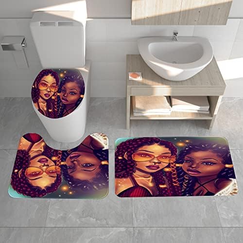 4 kom. Crni blizani kupaonice i prostirke setovi afričke američke skupove kupaonice, crne djevojke