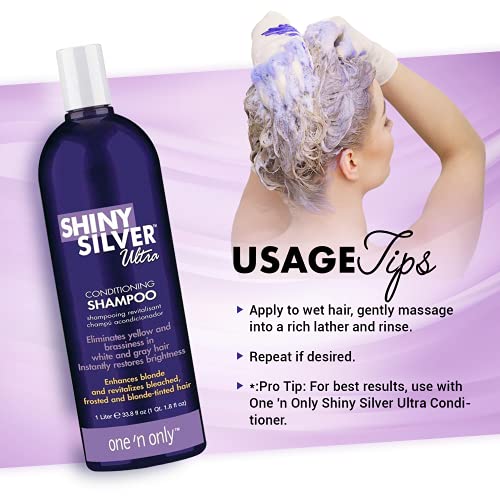 Jedan 'n samo sjajni srebrni ultraliranje, obnavlja sjajnu svjetlinu na bijelu, sivu, izbijenu, smrznutu ili plavusnu kosu, štiti boju kose - 1 litra